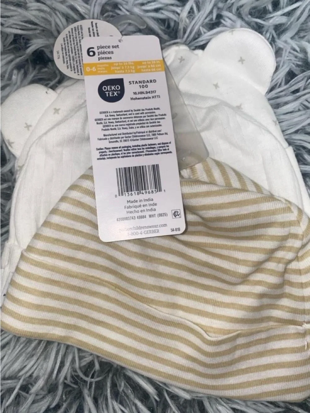 Gerber baby 100% Cotton mittens & beanies